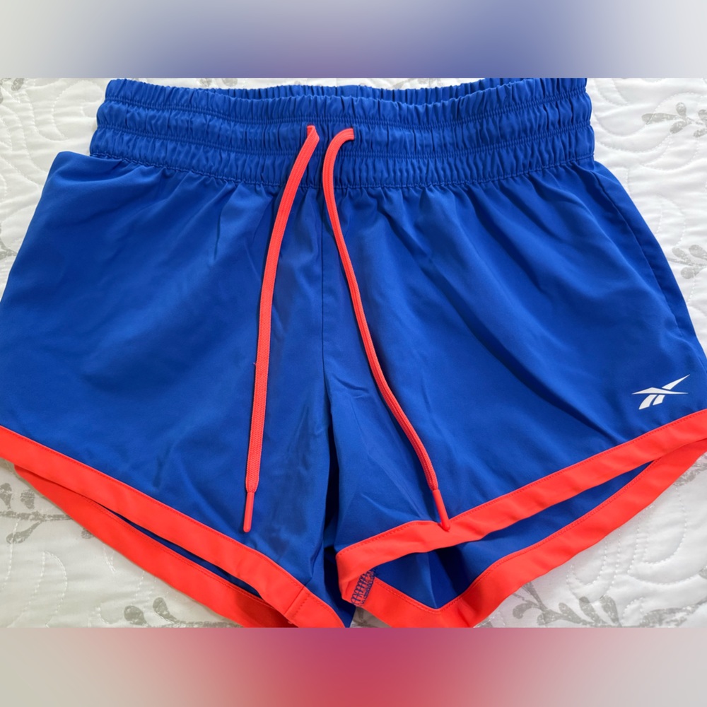 Reebok Royal Blue Shorts with Coral Accents Speedwick
